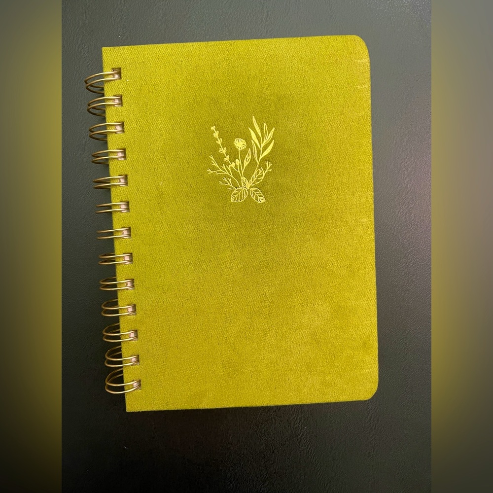 Green Spiral journal with Gold Floral Design